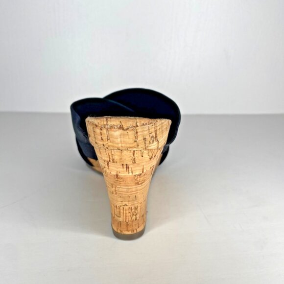 Aerosoles Party Plush Women's Black Stretch Open Toe Cork Wedge Sandal Size 9 - Picture 5 of 10